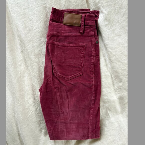 Madewell 10" High Rise Skinny Red Velvet Pants - Picture 2 of 3